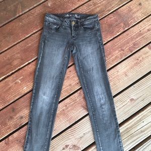 AEO skinny stretch gray jeans size 0